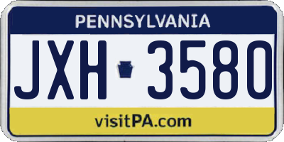 PA license plate JXH3580