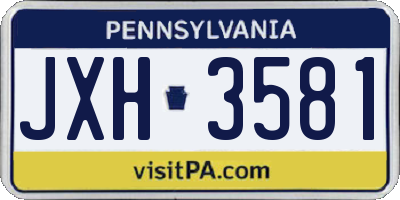 PA license plate JXH3581