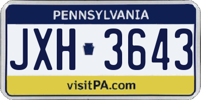 PA license plate JXH3643