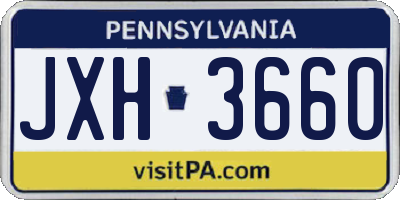 PA license plate JXH3660
