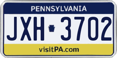 PA license plate JXH3702