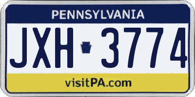PA license plate JXH3774
