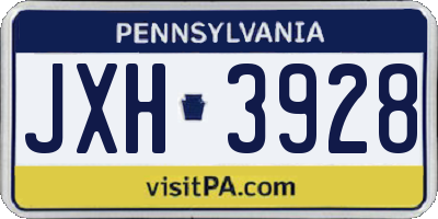 PA license plate JXH3928