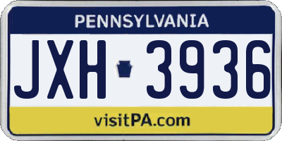 PA license plate JXH3936