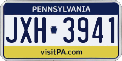 PA license plate JXH3941