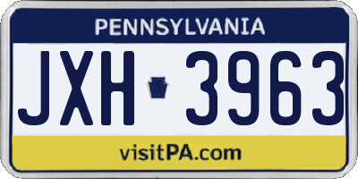 PA license plate JXH3963