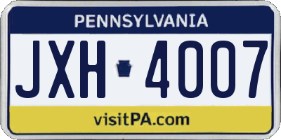 PA license plate JXH4007
