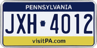 PA license plate JXH4012