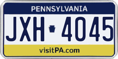 PA license plate JXH4045
