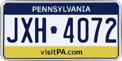 PA license plate JXH4072
