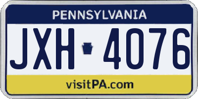 PA license plate JXH4076