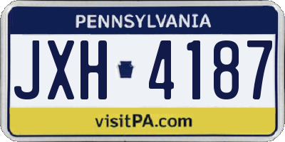 PA license plate JXH4187
