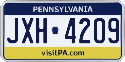 PA license plate JXH4209