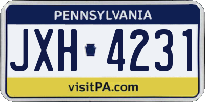 PA license plate JXH4231