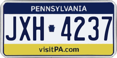 PA license plate JXH4237