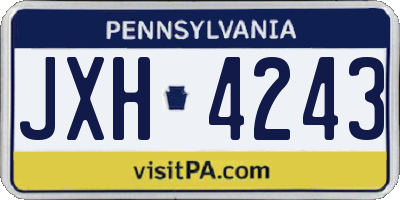 PA license plate JXH4243
