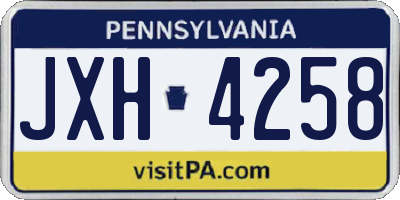 PA license plate JXH4258