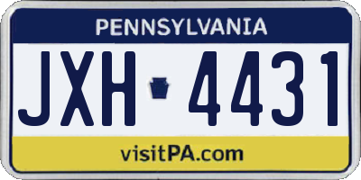 PA license plate JXH4431
