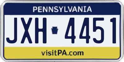PA license plate JXH4451