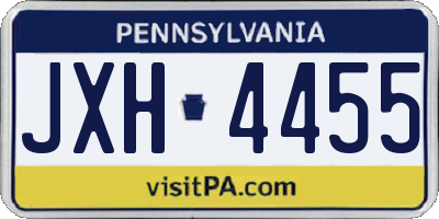 PA license plate JXH4455