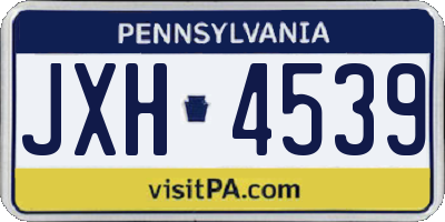 PA license plate JXH4539