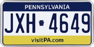 PA license plate JXH4649