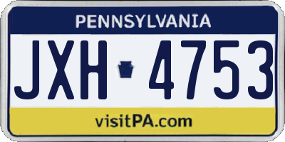 PA license plate JXH4753