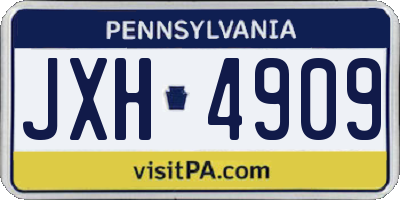 PA license plate JXH4909
