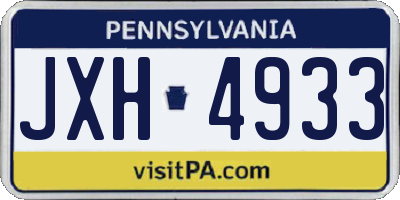 PA license plate JXH4933