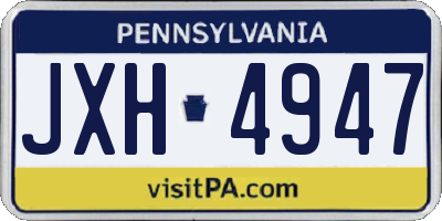 PA license plate JXH4947
