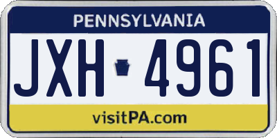 PA license plate JXH4961