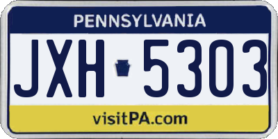 PA license plate JXH5303