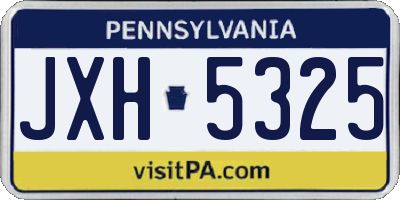 PA license plate JXH5325