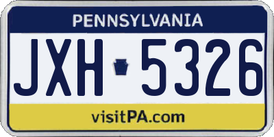 PA license plate JXH5326