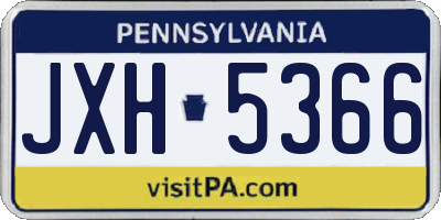 PA license plate JXH5366
