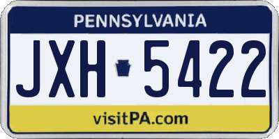 PA license plate JXH5422