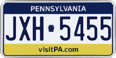PA license plate JXH5455