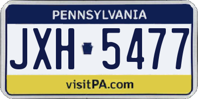 PA license plate JXH5477