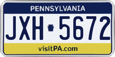 PA license plate JXH5672