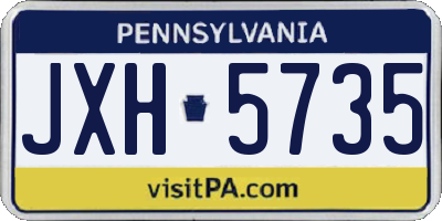 PA license plate JXH5735