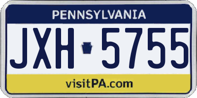 PA license plate JXH5755