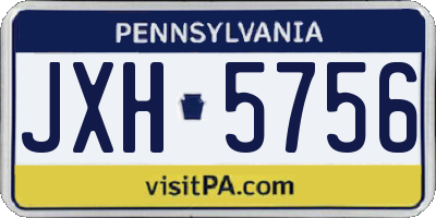 PA license plate JXH5756