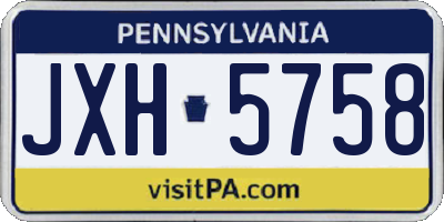 PA license plate JXH5758