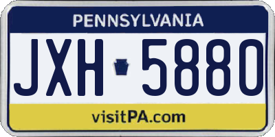 PA license plate JXH5880