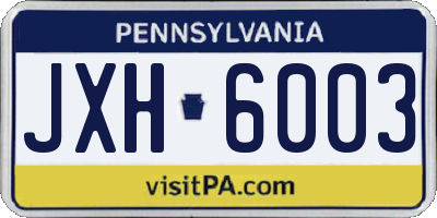PA license plate JXH6003