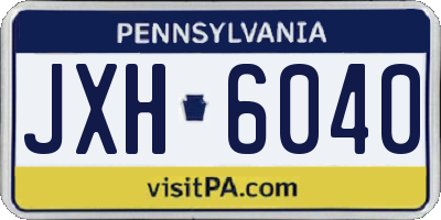 PA license plate JXH6040