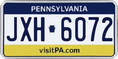 PA license plate JXH6072