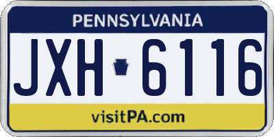PA license plate JXH6116