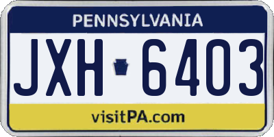 PA license plate JXH6403