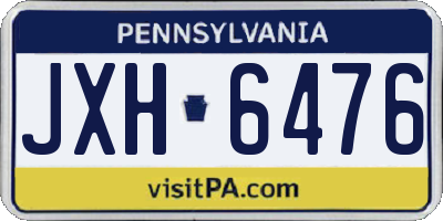PA license plate JXH6476